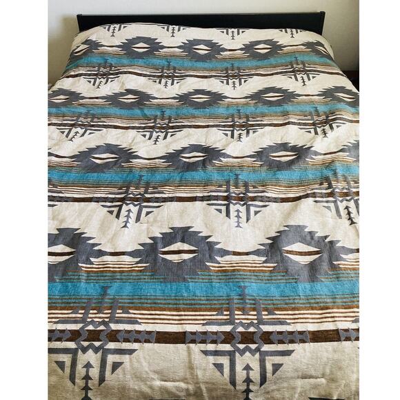Carstens Comforter Bedding Lodge Double Twin Southwest Aztec Rustic Badlands Blu - Picture 1 of 10